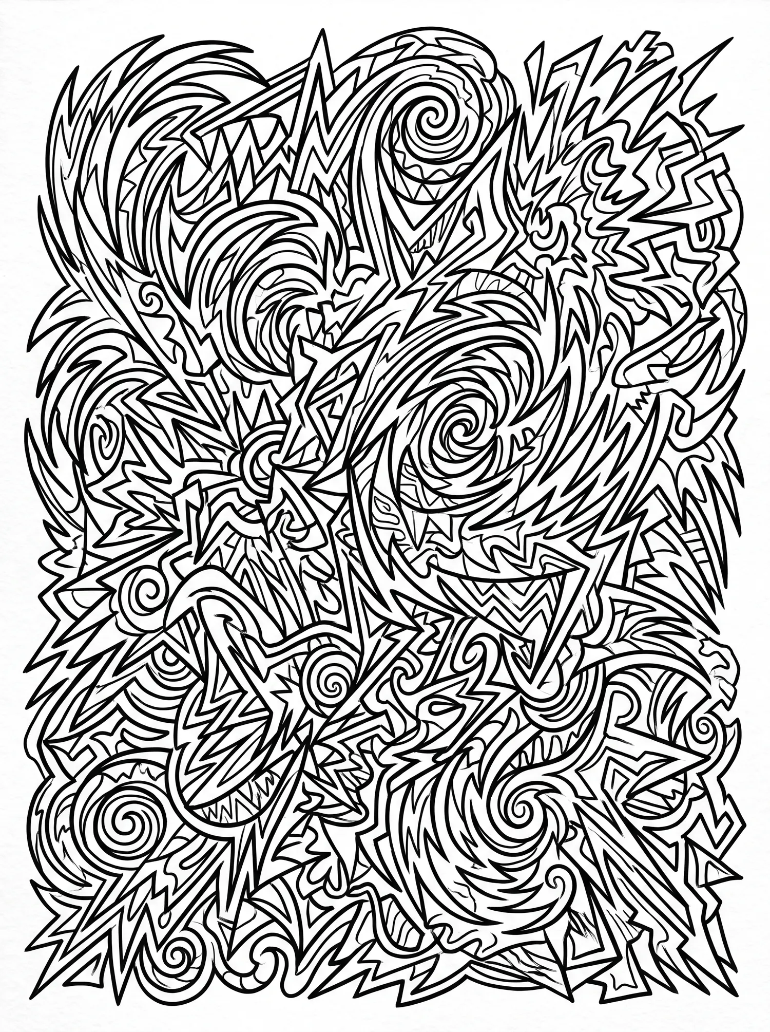 Composition Expressionniste Abstraite, Coloriage art à imprimer gratuitement